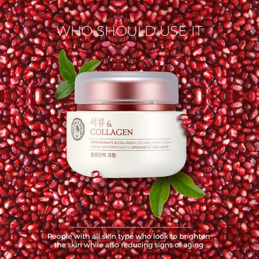 The Face Shop Pomegranate & Collagen Face Cream With 10% Marine Collagen & Pomegranate Extracts | Day & Night Cream to smooth wrinkles & give intense moisturization | Suitable For All Skin Types, 100Ml